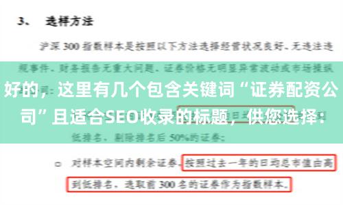 好的，这里有几个包含关键词“证券配资公司”且适合SEO收录的标题，供您选择：